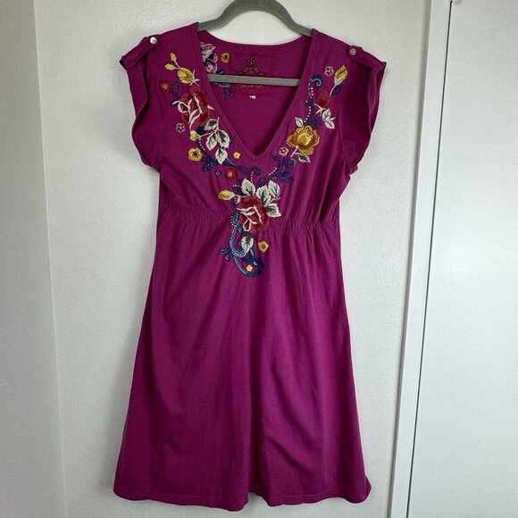 Johnny Was Dresses & Skirts - Johnny Was JWLA Women Pink Purple Dress size M Embroidered Floral Tunic Top